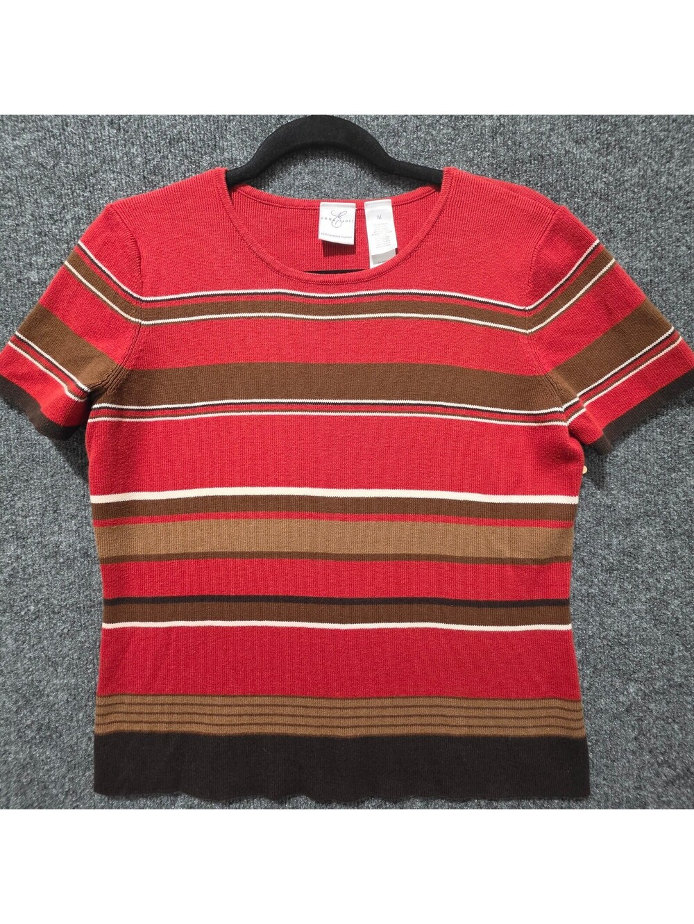VS1 Emma James Liz Claiborne Vintage Y2K Striped Knit Short Sleeve Sweater Top M